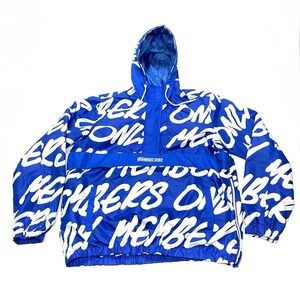 MEMBERS ONLY Windbreaker Jacket Mens M Hooded Blue MO Read
